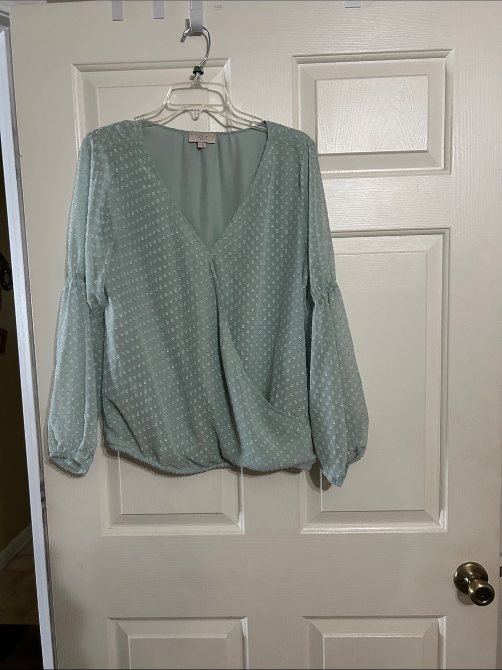Swiss Dot V-Neck Blouse